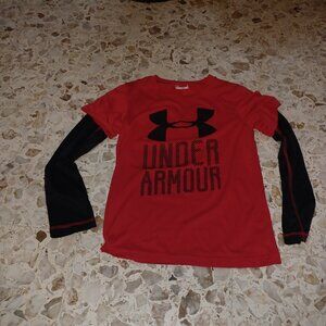 Under Armour Boy's Long Sleeve Tee SZ 7 Red & Black